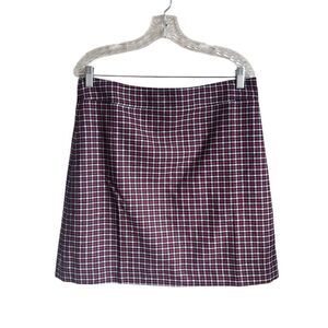 NWT J. Crew Plaid Wool Blend Red White & Blue Mini Skirt 12